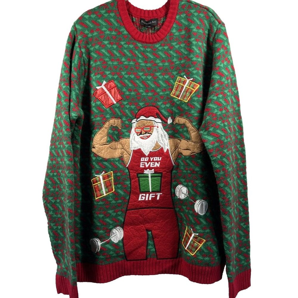 Blizzard Bay Santa Ugly‎ Christmas Sweater Size Large Long Sleeve Pullover Crew